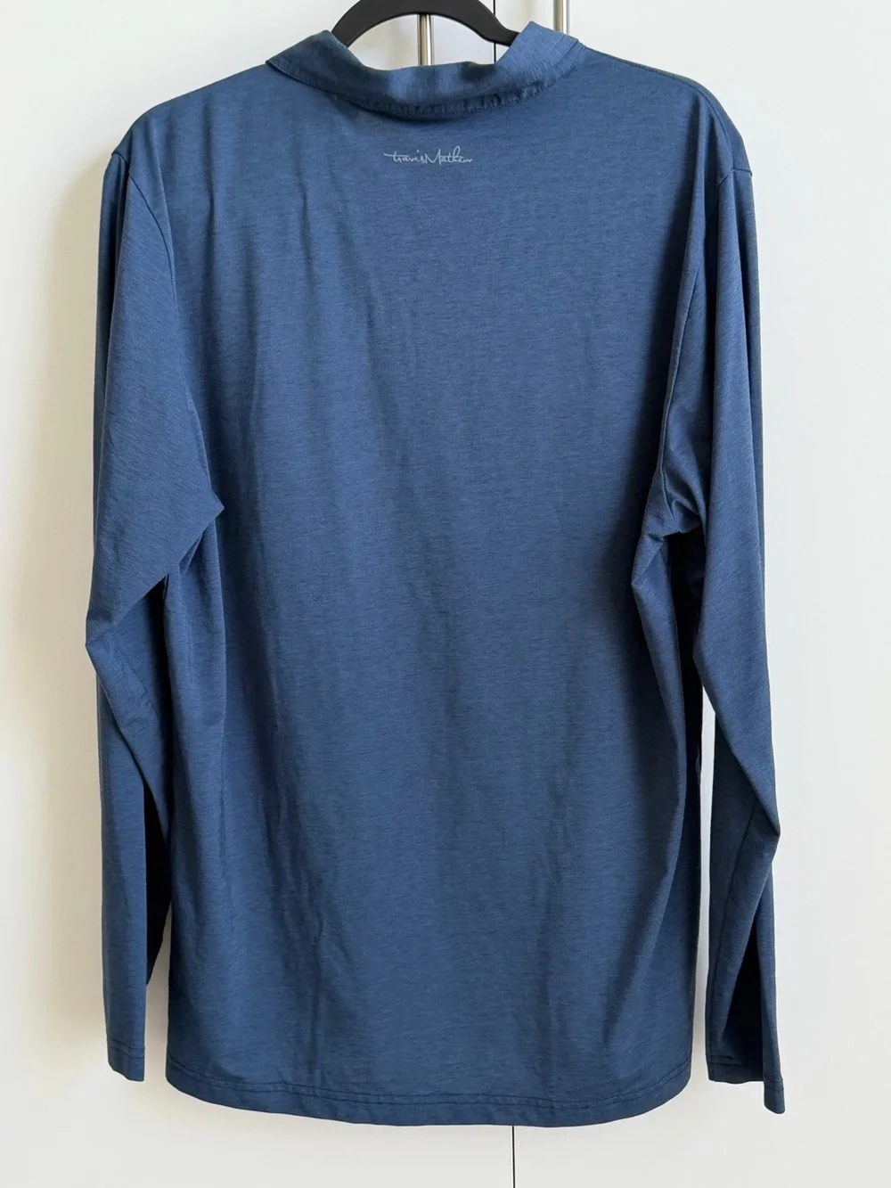 TravisMathew Long Sleeve Golf Polo Shirt Blue Performance Stretch Size L